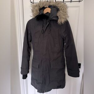 TNA Bancroft Parka Size S Down-Filled Dark Navy Aritzia